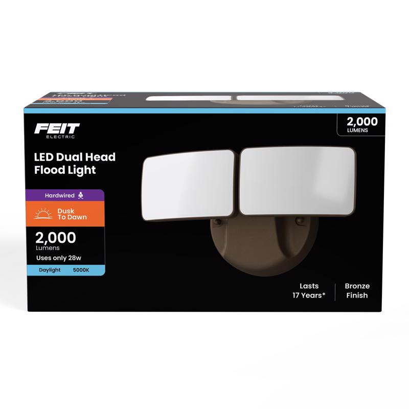 Feit LED Dusk to Dawn Hardwired LED Bronze Security Floodlight