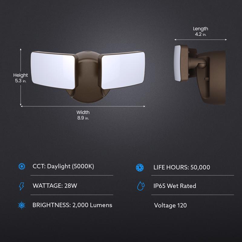 Feit LED Dusk to Dawn Hardwired LED Bronze Security Floodlight