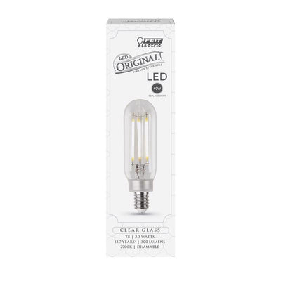 Feit T8 E12 (Candelabra) LED Bulb Soft White 40 Watt Equivalence