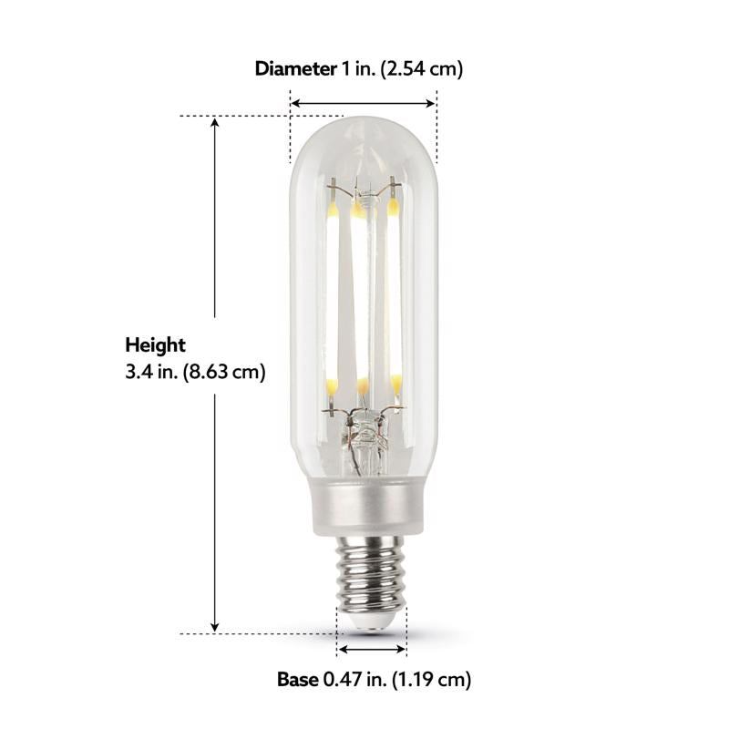 Feit T8 E12 (Candelabra) LED Bulb Soft White 40 Watt Equivalence