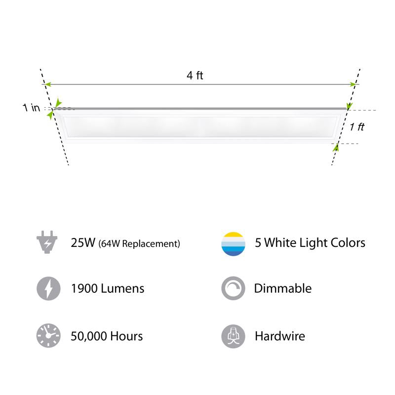 Feit EDGELIT 0.9 in. H X 6 in. W X 47.3 in. L White LED Flat Panel Light Fixture