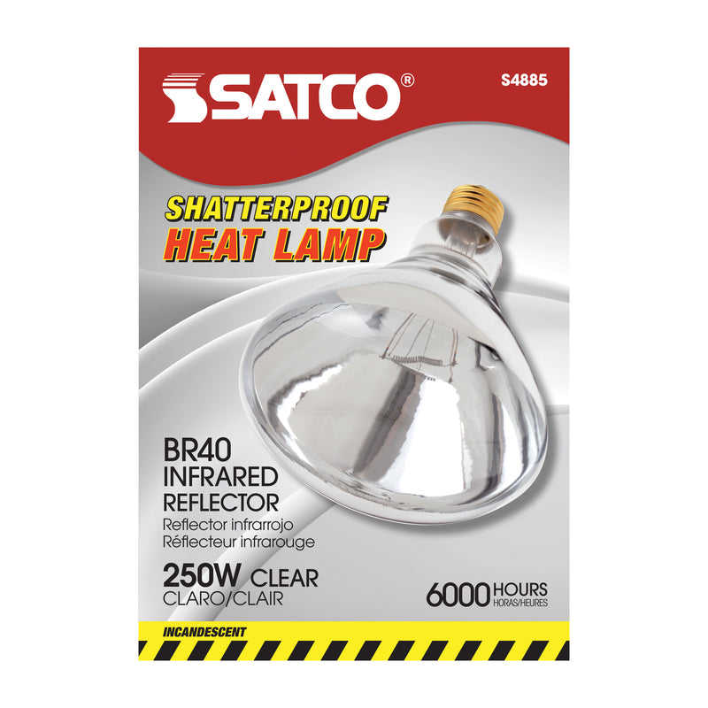 Satco 250 W BR40 Heat Lamp Incandescent Bulb E26 (Medium) Warm White