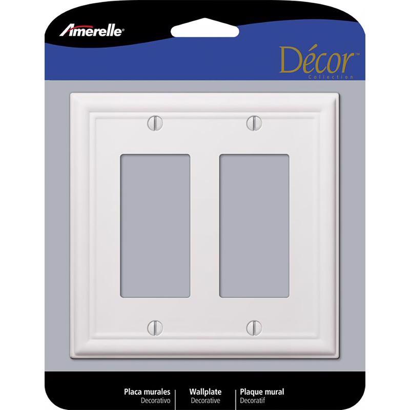 Amerelle Chelsea White 2 gang Stamped Steel Decorator Wall Plate