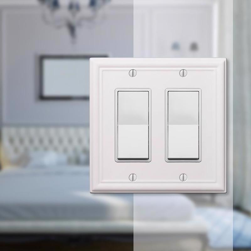 Amerelle Chelsea White 2 gang Stamped Steel Decorator Wall Plate