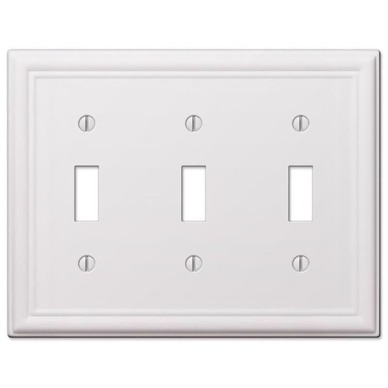 Amerelle Chelsea White 3 gang Stamped Steel Toggle Wall Plate