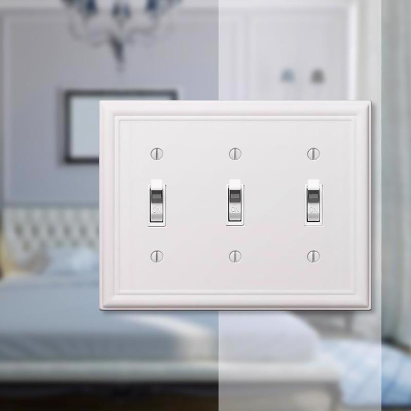 Amerelle Chelsea White 3 gang Stamped Steel Toggle Wall Plate