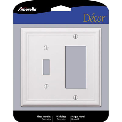 Amerelle Chelsea White 2 gang Stamped Steel Decorator/Toggle Wall Plate
