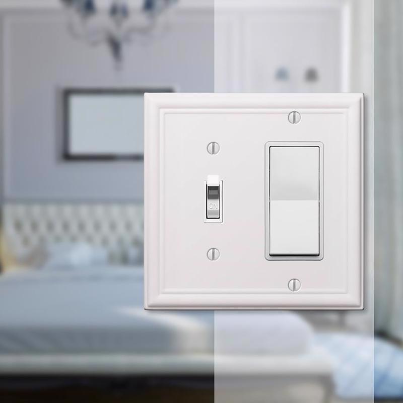 Amerelle Chelsea White 2 gang Stamped Steel Decorator/Toggle Wall Plate