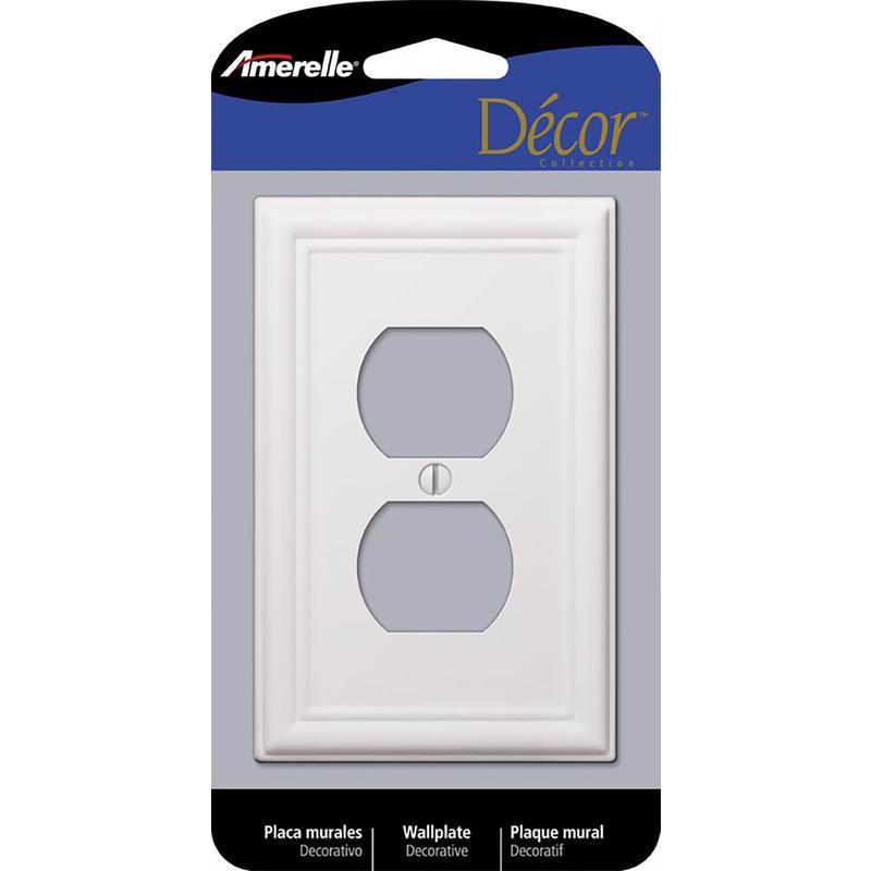 Amerelle Chelsea White 2 gang Stamped Steel Duplex Wall Plate
