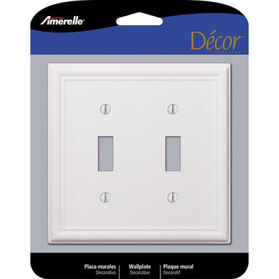 Amerelle Chelsea White 2 gang Stamped Steel Toggle Wall Plate