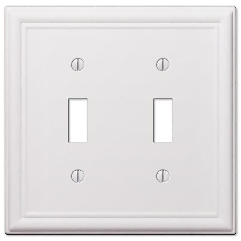 Amerelle Chelsea White 2 gang Stamped Steel Toggle Wall Plate