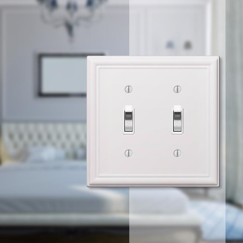 Amerelle Chelsea White 2 gang Stamped Steel Toggle Wall Plate
