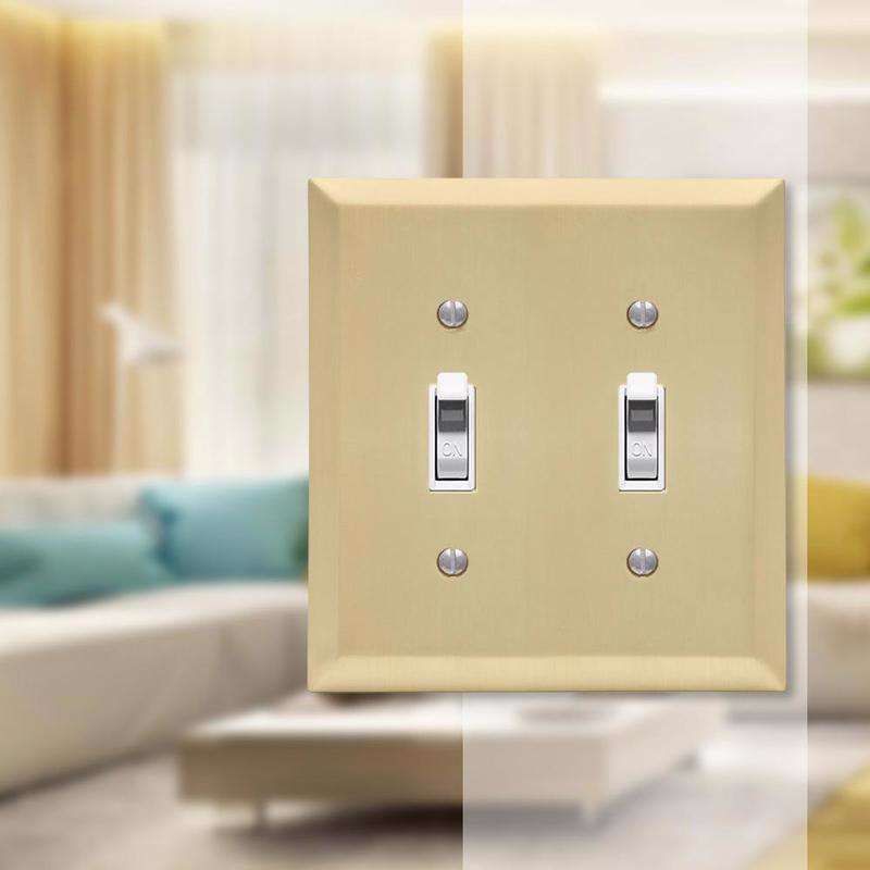 Amerelle Century Satin Brass 2 gang Stamped Steel Toggle Wall Plate
