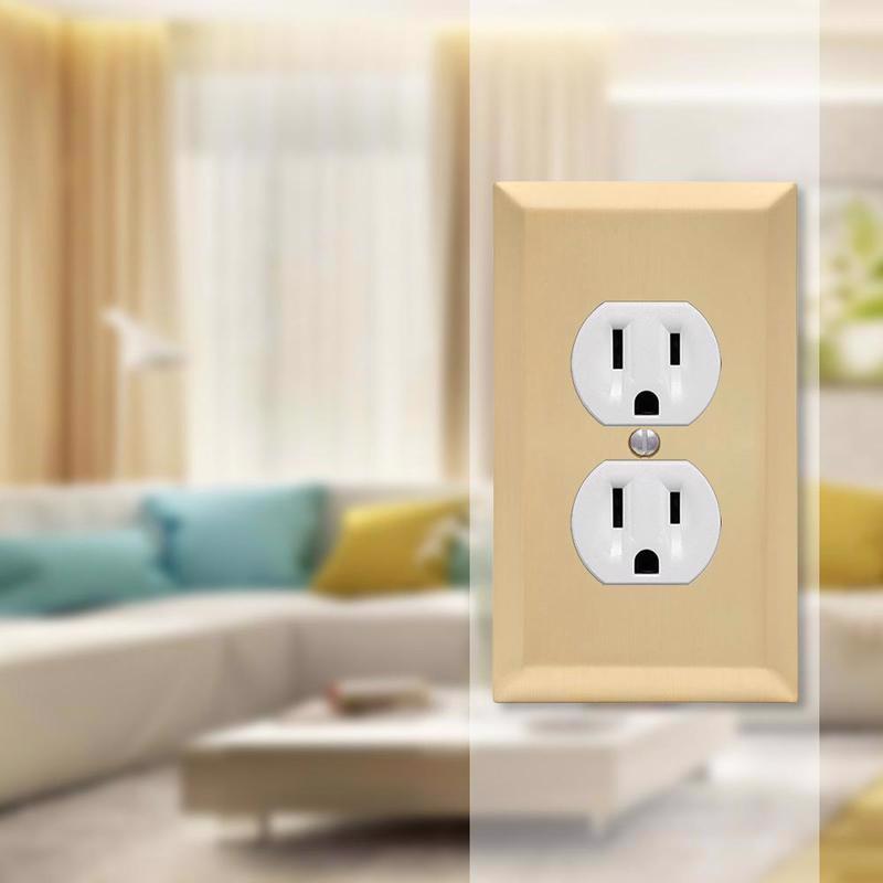 Amerelle Century Satin Brass 2 gang Stamped Steel Duplex Wall Plate