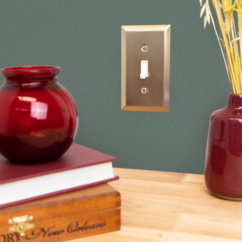 Amerelle Century Satin Brass 1 gang Stamped Steel Toggle Wall Plate
