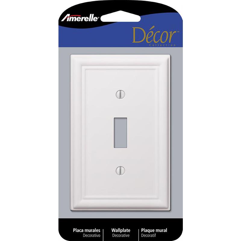 Amerelle Chelsea White 1 gang Stamped Steel Toggle Wall Plate