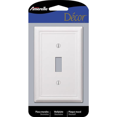 Amerelle Chelsea White 1 gang Stamped Steel Toggle Wall Plate