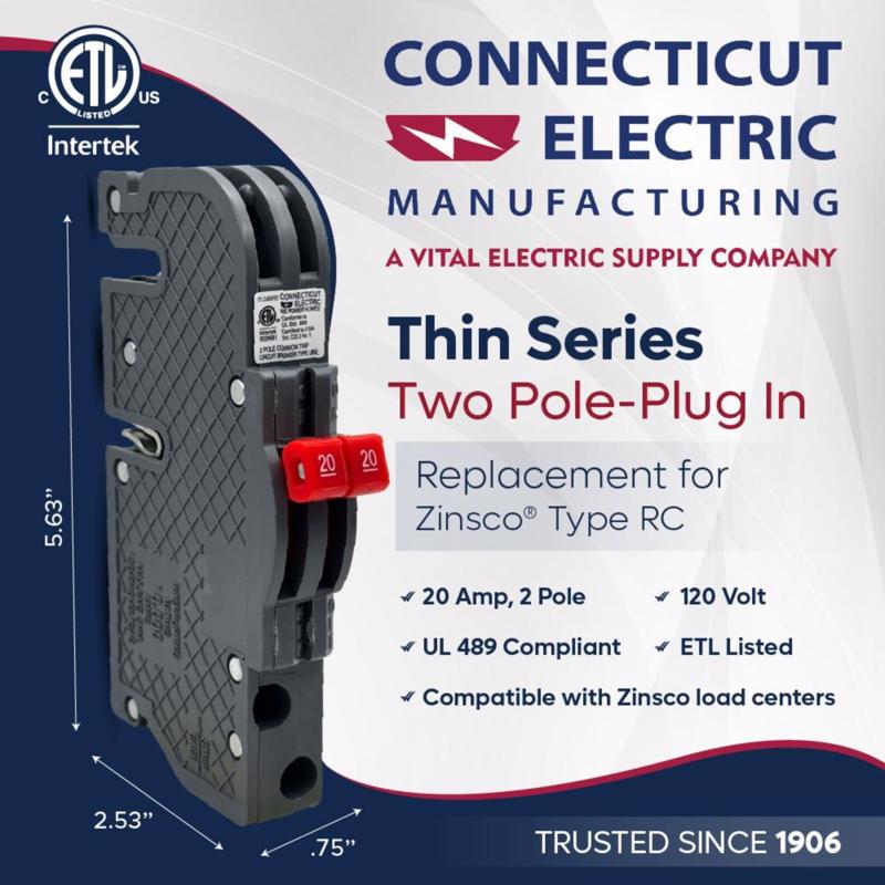 Connecticut Electric UBIZ 20 amps Standard 2-Pole Circuit Breaker