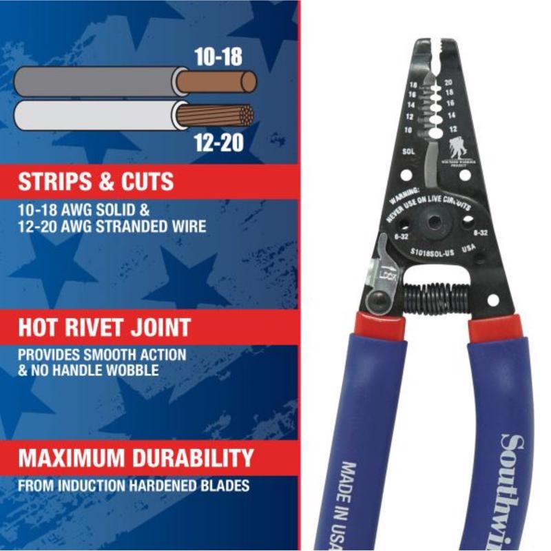 Southwire Wounded Warrior Project 10-18 Solid and 12-20 Stranded AWG Wire Stripper