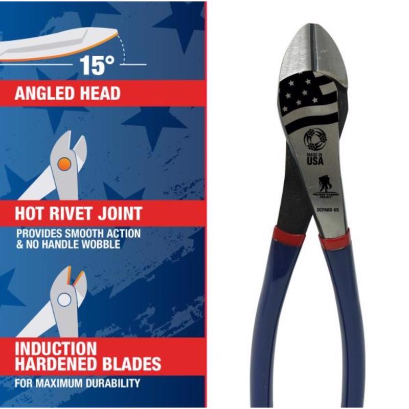 Southwire Wounded Warrior 8 in. L High-Leverage Angled Head Diagonal Pliers