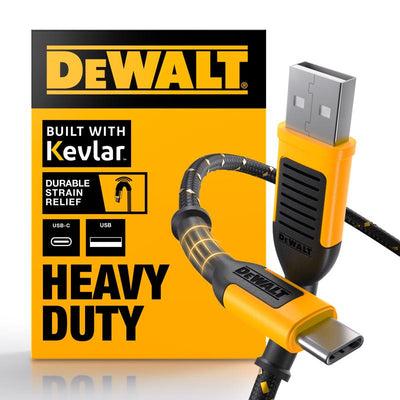 DeWalt USB to Type C Cable 6 ft. Black/Yellow