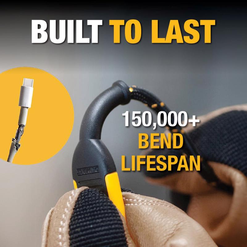 DeWalt USB-A to USB-C Cable 10 ft. Black/Yellow