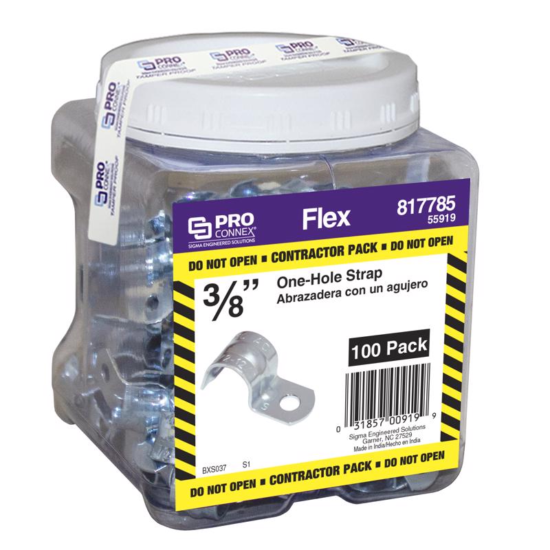 Sigma Electric ProConnex 3/8 in. D Zinc-Plated Steel 1 Hole Strap 100 pk