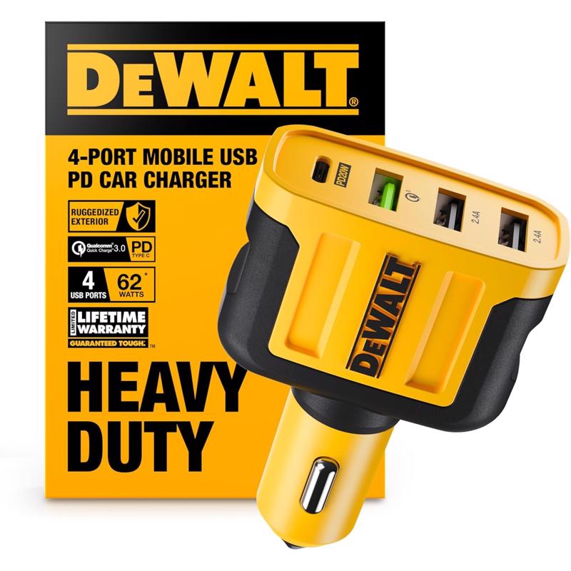 DeWalt 4 Port Car Cell Phone Charger