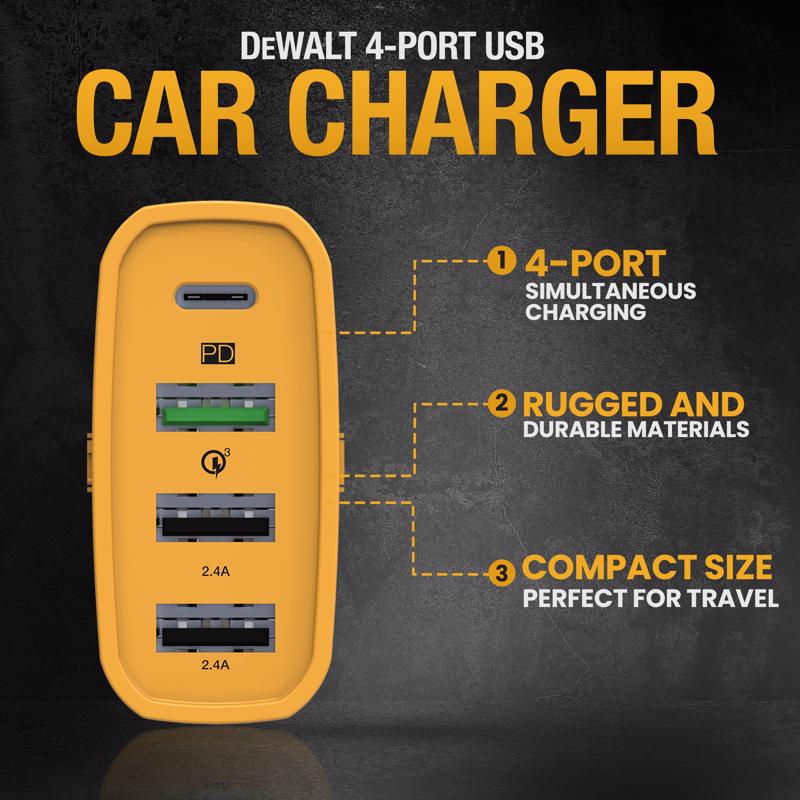 DeWalt 4 Port Car Cell Phone Charger