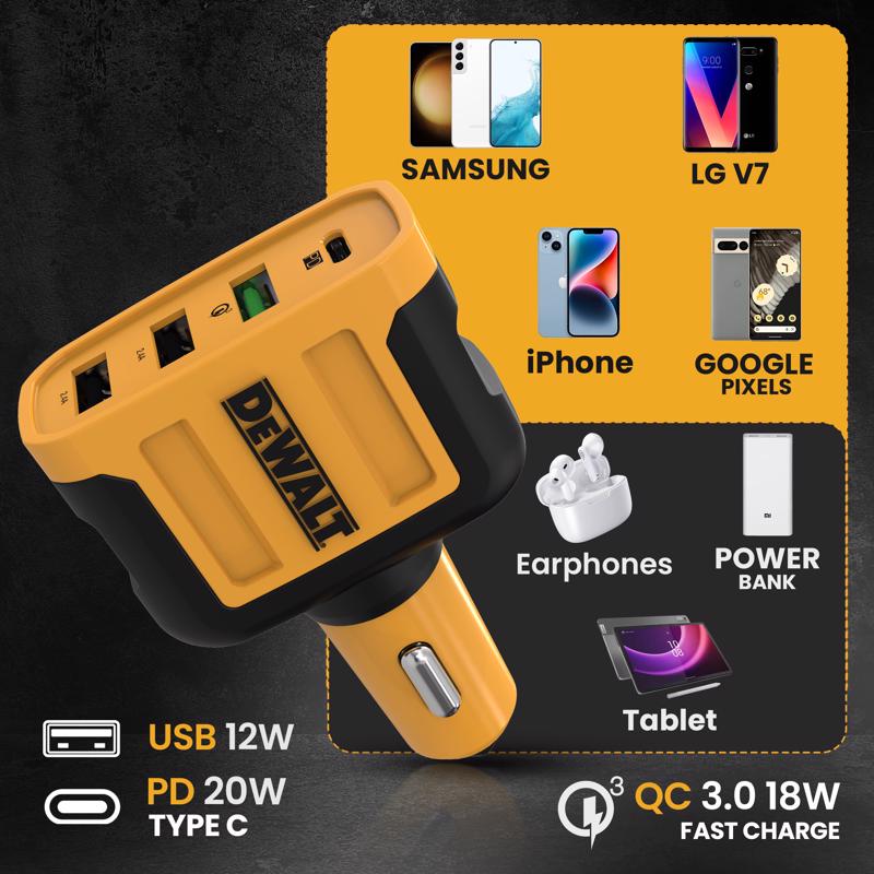 DeWalt 4 Port Car Cell Phone Charger