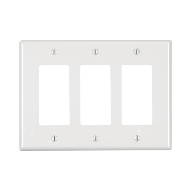 Leviton White 3 gang Thermoplastic Nylon Decorator Wall Plate