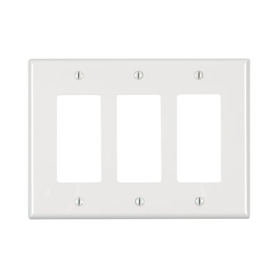 Leviton White 3 gang Thermoplastic Nylon Decorator Wall Plate