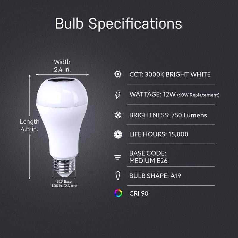 Feit A19 E26 (Medium) LED Speaker Bulb Bright White 60 Watt Equivalence