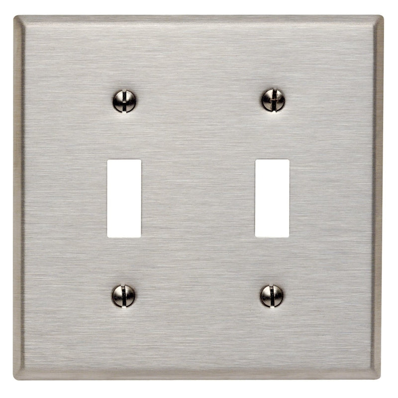 Leviton Antimicrobial Powder Coated Gray 2 gang Stainless Steel Toggle Wall Plate