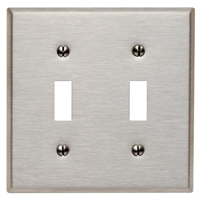 Leviton Antimicrobial Powder Coated Gray 2 gang Stainless Steel Toggle Wall Plate