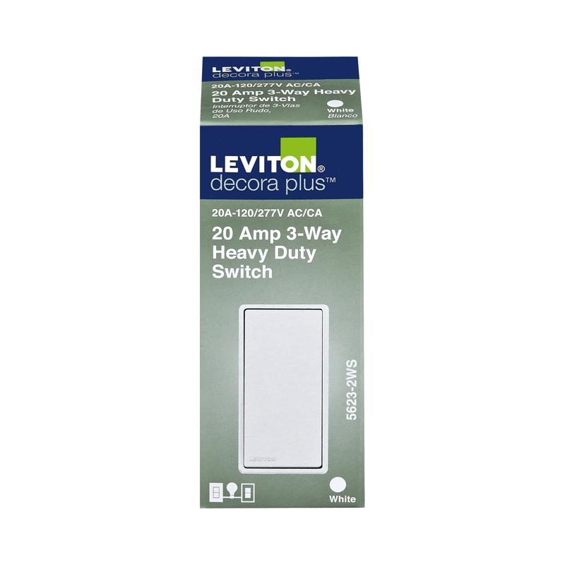 Leviton Decora Plus 20 amps 3-Way Antimicrobial Treated Rocker AC Quiet Switch White