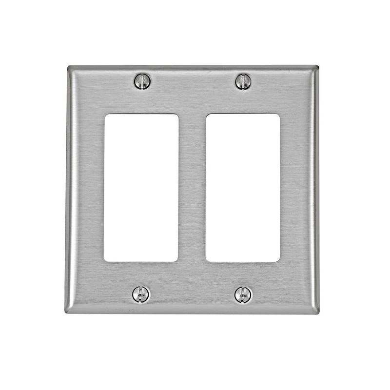 Leviton Antimicrobial Powder Coated Gray 2 gang Stainless Steel Decorator Wall Plate