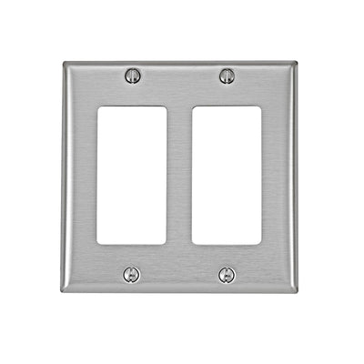 Leviton Antimicrobial Powder Coated Gray 2 gang Stainless Steel Decorator Wall Plate