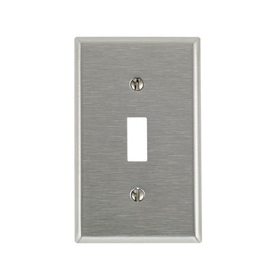Leviton Antimicrobial Powder Coated Gray 1 gang Stainless Steel Toggle Wall Plate