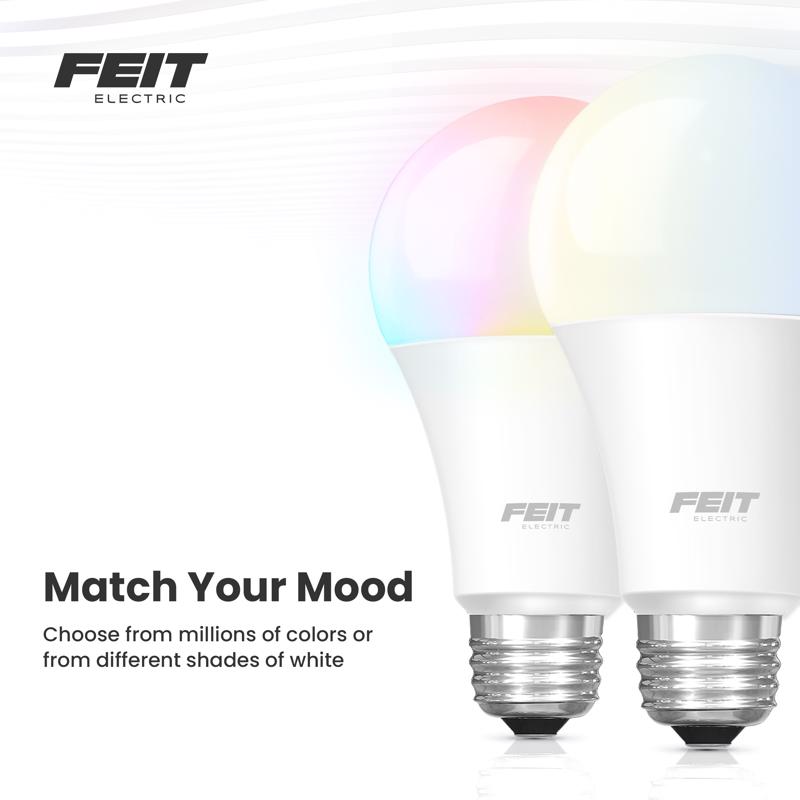 Feit Smart Home A19 E26 (Medium) Smart-Enabled LED Bulb Color Changing 60 Watt Equivalence 3 pk