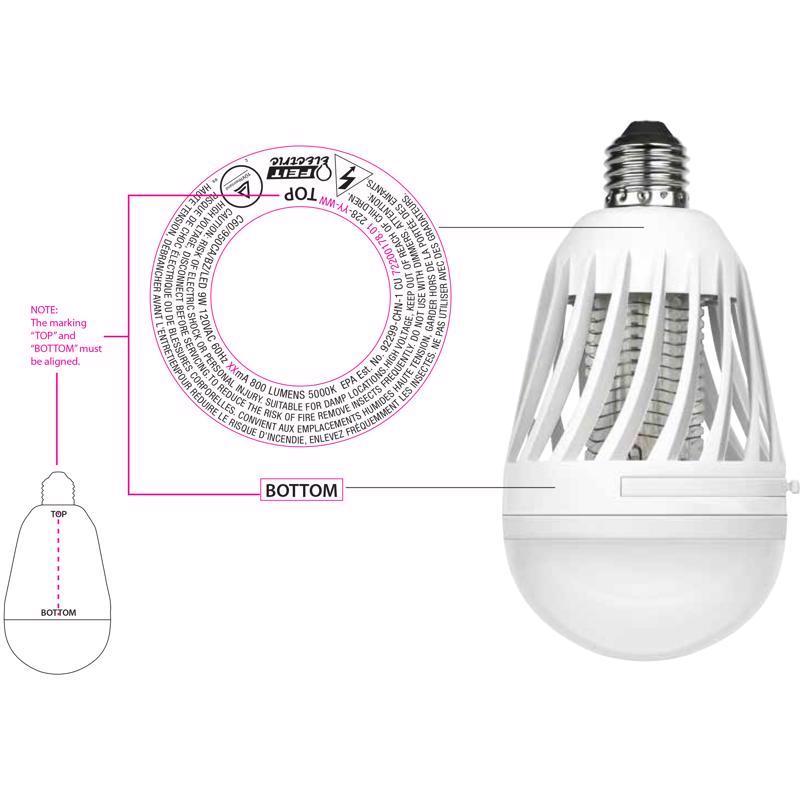 Feit A19 E26 (Medium) LED Bug Zapper Bulb Daylight 60 Watt Equivalence