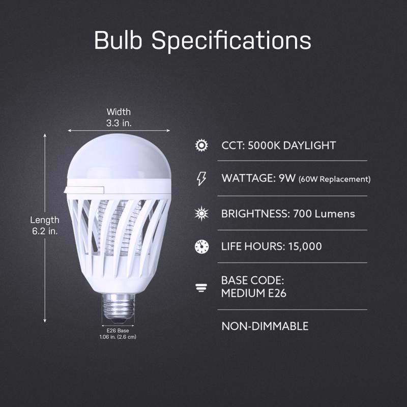 Feit A19 E26 (Medium) LED Bug Zapper Bulb Daylight 60 Watt Equivalence