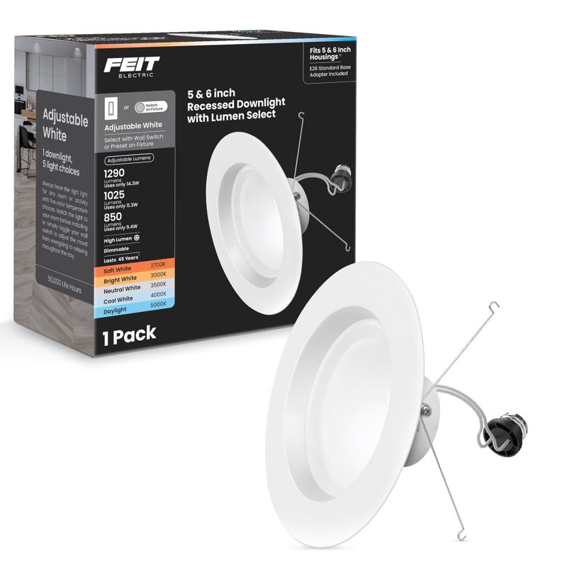 Feit Enhance White 7.4 in. W Aluminum LED Dimmable Recessed Downlight 14.3 W