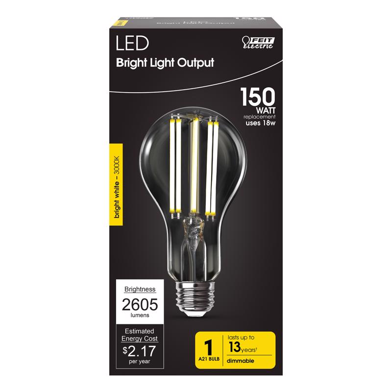 Feit A21 E26 (Medium) Filament LED Bulb Bright White 150 Watt Equivalence
