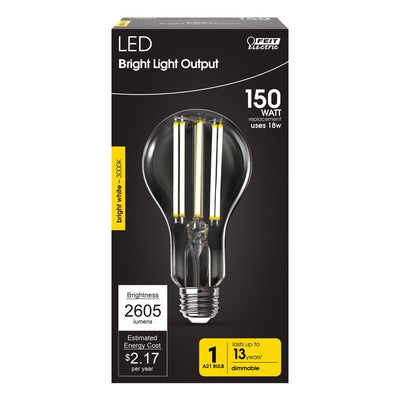 Feit A21 E26 (Medium) Filament LED Bulb Bright White 150 Watt Equivalence