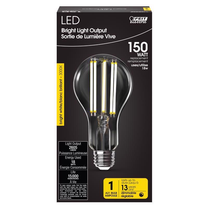 Feit A21 E26 (Medium) Filament LED Bulb Bright White 150 Watt Equivalence