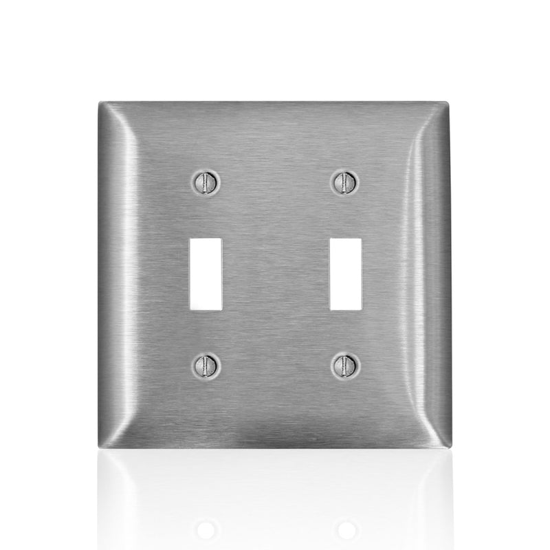 Leviton C-Series Satin Silver 2 gang Stainless Steel Toggle Wall Plate