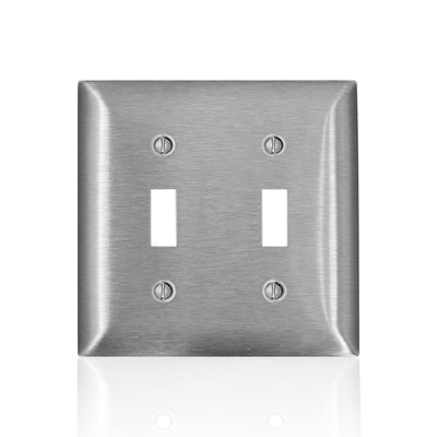Leviton C-Series Satin Silver 2 gang Stainless Steel Toggle Wall Plate