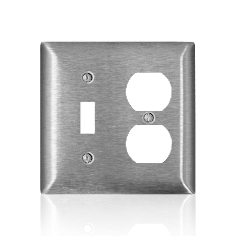 Leviton C-Series Satin Silver 2 gang Stainless Steel Duplex/Toggle Wall Plate
