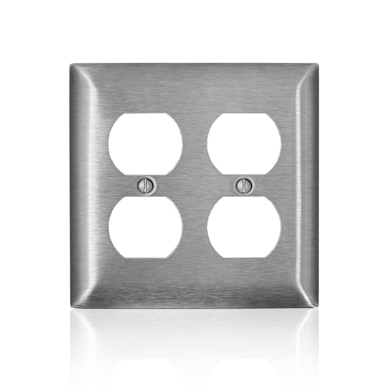 Leviton C-Series Satin Silver 2 gang Stainless Steel Duplex Wall Plate